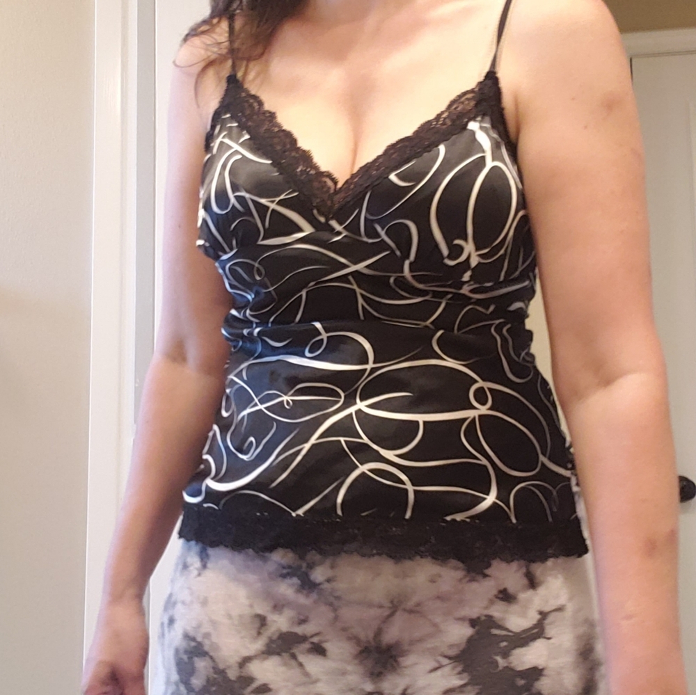 Black & White Swirl Lace Tank, Small